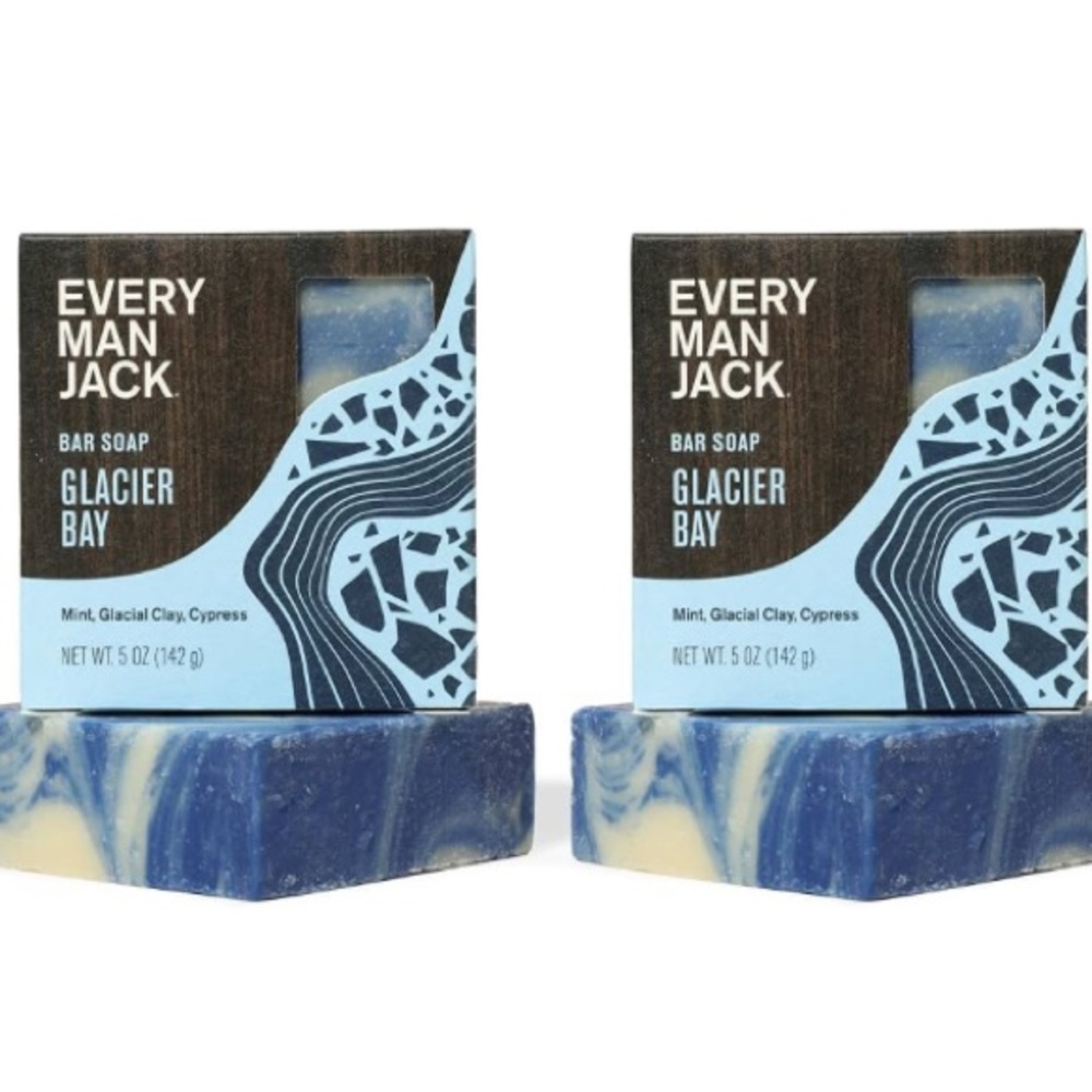 Every Man Jack Glacier Bay Bar Soap - Blue and White 2 pack